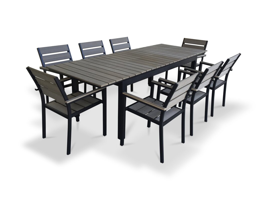 Urban Furnishings 9 Piece Extendable Outdoor Dining Set Reviews Wayfair   9 Piece Extendable Outdoor Dining Set 